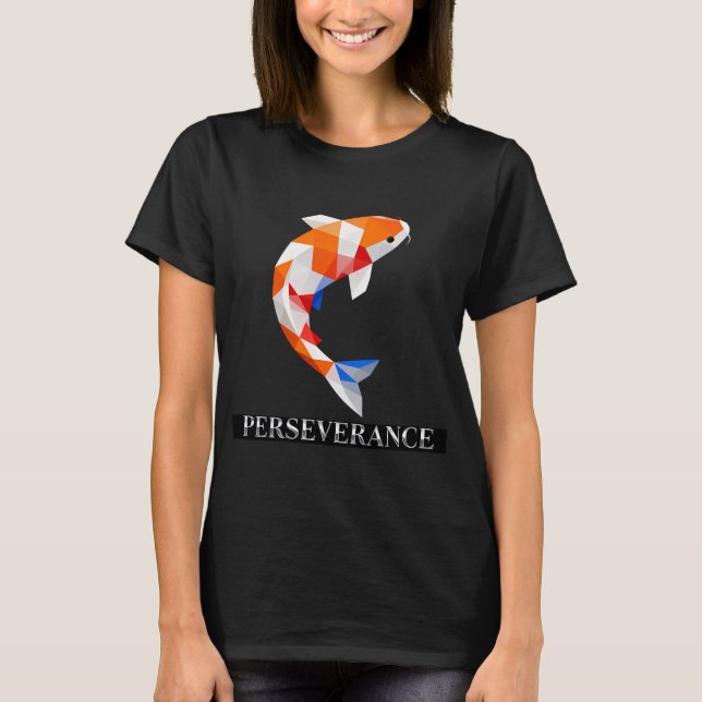 Camiseta Arte de Peixe Koi Perseverança Low-Poly (Frente)