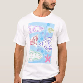 Camiseta Arte de peixes à beira-mar