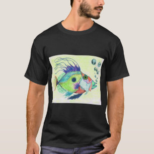 Camiseta Arte de Peixes Funky - Por Sharon Cummings