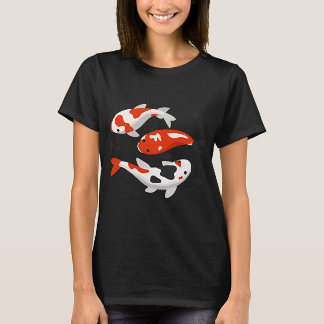 Camiseta Arte de Peixes Koi Fofos (Frente)