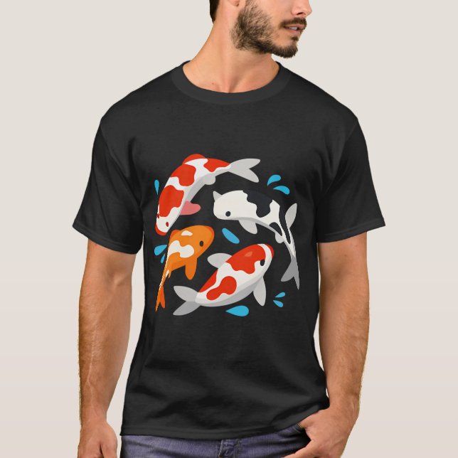 Camiseta Arte de Peixes Koi Graciosos (Frente)