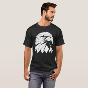 Camiseta Arte de Perfil de Águia Geométrica Ousada