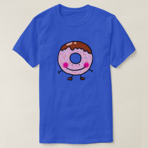 Camiseta Arte de Personagem de Donut Sorridente com Confeit
