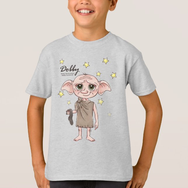 Camiseta Arte de Personagem em Aquarela do Dobby (Frente)
