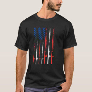 Camiseta Arte de Pesca para Homens Mulheres Bandeira Americ
