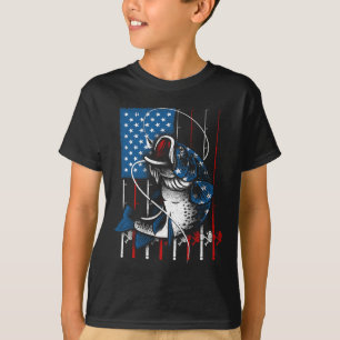 Camiseta Arte de Pesca Para Homens Mulheres Bandeira Americ