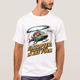 Camiseta Arte de Piloto de Helicóptero em Estilo de Quadrin