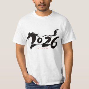 Camiseta Arte de Pincel do Ano do Cavalo de 2026