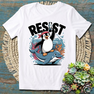 Camiseta Arte de Pinguim de Protesto Engraçado Ativismo de