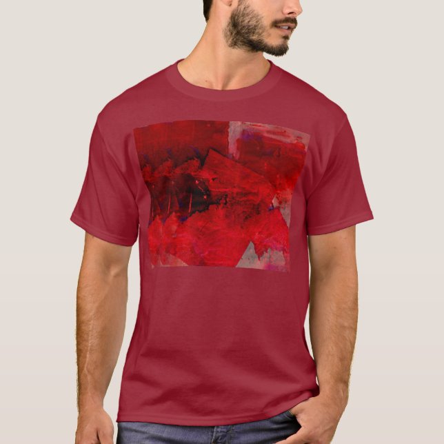 Camiseta Arte de pintura de Abstrato Vermelho Moderno (Frente)