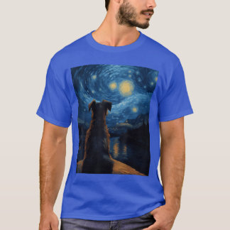 Camiseta Arte de pintura de cachorro noite estrelada cachor