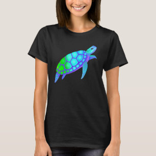 Camiseta Arte de pintura de tartaruga grande e colorida
