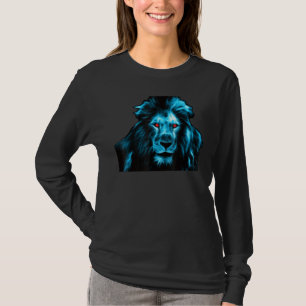 Camiseta Arte de Pintura Facial de Leão Azul Para Leão