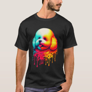 Camiseta Arte de Pintura Gotejante Bichon Frise Bichon Tene