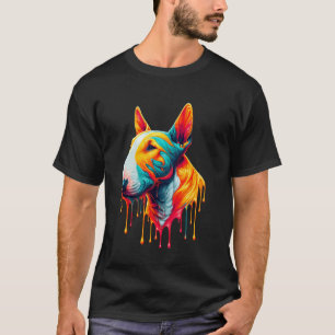 Camiseta Arte de Pintura Gotejante Bull Terrier Miniatura M
