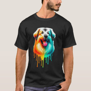 Camiseta Arte de Pintura Gotejante Cachorro Pastor Anatólio