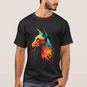 Camiseta Arte de Pintura Gotejante Cão do Faraó