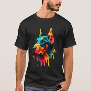 Camiseta Arte de Pintura Gotejante Doberman Pinscher Doberm