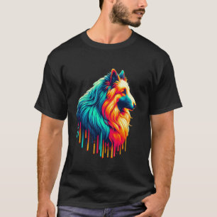 Camiseta Arte de Pintura Gotejante Pastor Belga Sheepdog