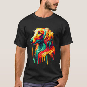 Camiseta Arte de Pintura Gotejante Saluki Cão Galgo Persa