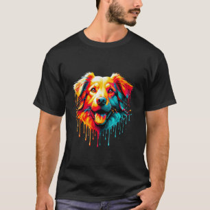 Camiseta Arte de Pintura Pingando Australian Kelpie Sheepdo