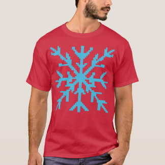 Camiseta Arte de píxeis com flocos de neve azuis