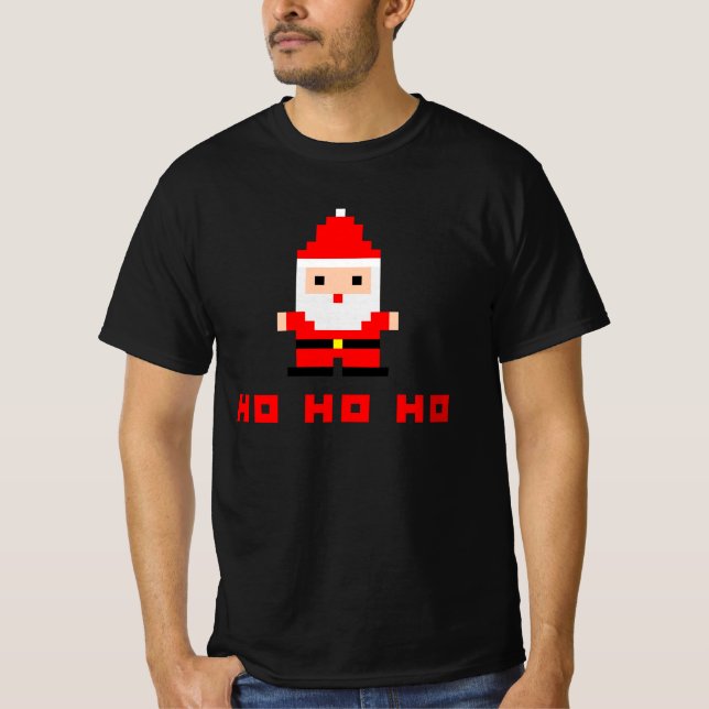 Camiseta Arte de Pixel de Papai Noel 4 (Frente)