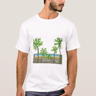 Camiseta Arte de Pixel de Praia Natureza