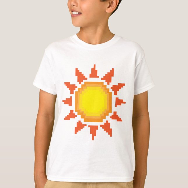 Camiseta Arte de Pixel do Sol (Frente)