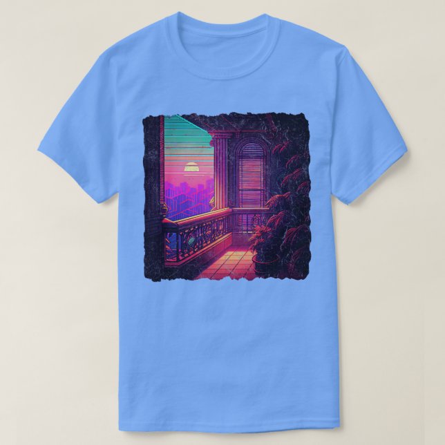 Camiseta Arte de Pixel Retrowave (Frente do Design)