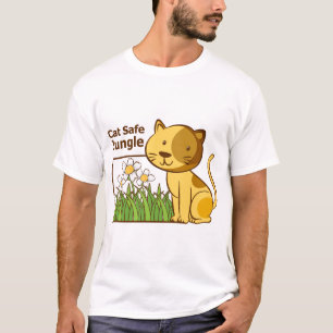 Camiseta Arte de Planta Aranha Tabby Selva Segura para Gato