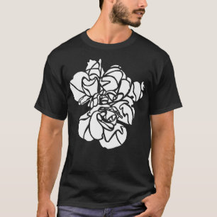 Camiseta Arte de Planta Flor Branca de Hibiscus