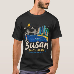 Camiseta Arte de ponto turístico desenhado à mão Busan Core