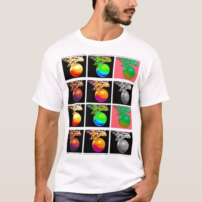 Camiseta Arte de Pop de bola de basquete B (Frente)