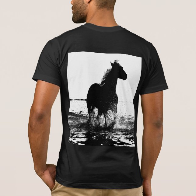 Camiseta Arte de Pop de Cavalo em Execução Moderna Elegante (Verso)