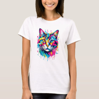 Camiseta Arte de Pop de Dispersão de Tinta Vibrante, Colori