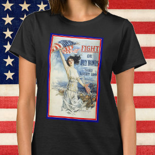 Camiseta Arte de pôster da mulher patriótica vintage com a 
