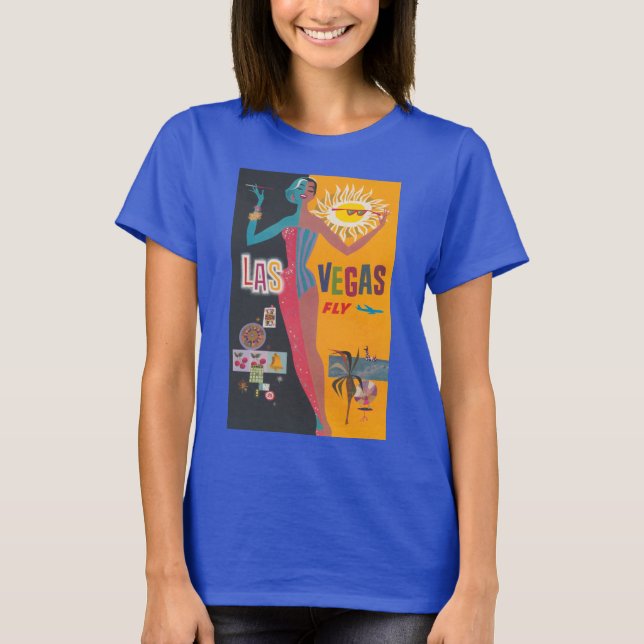 Camiseta Arte de pôster de viagem de jogo de Las Vegas vint (Frente)