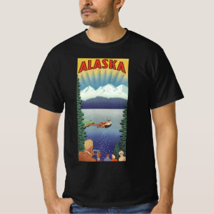 Camiseta Arte de Poster de Viagem do Alasca Antigo, Paisage