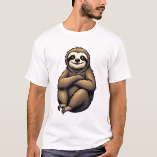 Camiseta Arte de Preguiça de Impressão Antiga Gráfico Vinta