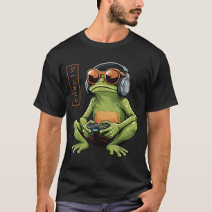 Camiseta Arte de Rã Gamer Divertida Japonesa Vintage Menino
