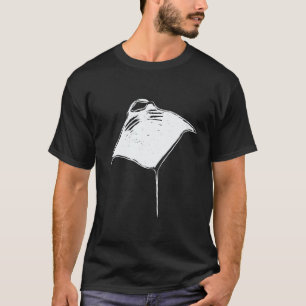 Camiseta Arte de Raia Manta Desenho Roupas Mergulhador Autô