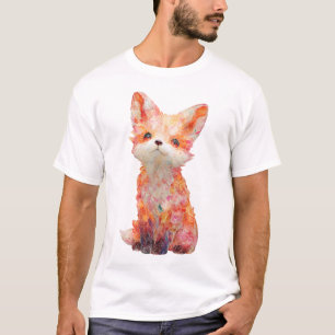Camiseta Arte de Raposa Colorida Psicodélica Estilizada par