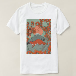 Camiseta Arte de raposa japonesa vintage de sabedoria e int