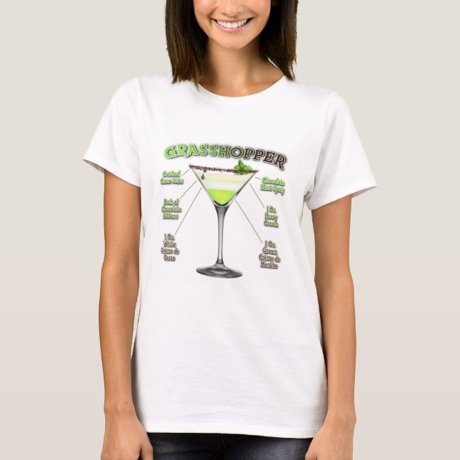 Camiseta Arte de receita de coquetel GRASSHOPPER (Frente)