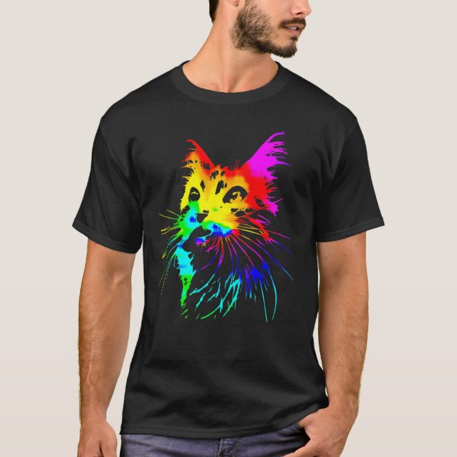 Camiseta Arte de respingo de gato com tingimento (Frente)