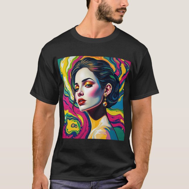 Camiseta Arte de retrato surreal vibrante (Frente)