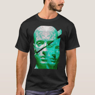 Camiseta Arte de retrato texturizado de dupla percepção - A