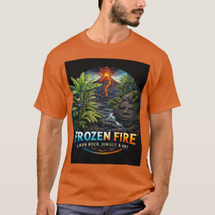 Camiseta Arte de Rocha de Lava de Fogo Congelado & Selva