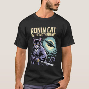 Camiseta Arte de Ronin Cat vs Mothership SciFi